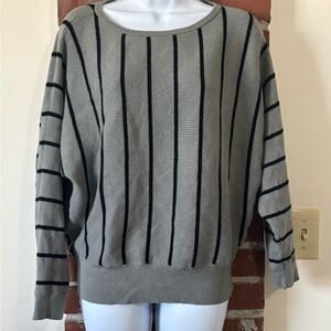 Philosophy Charcoal and Black Striped Crew Neck Sweater